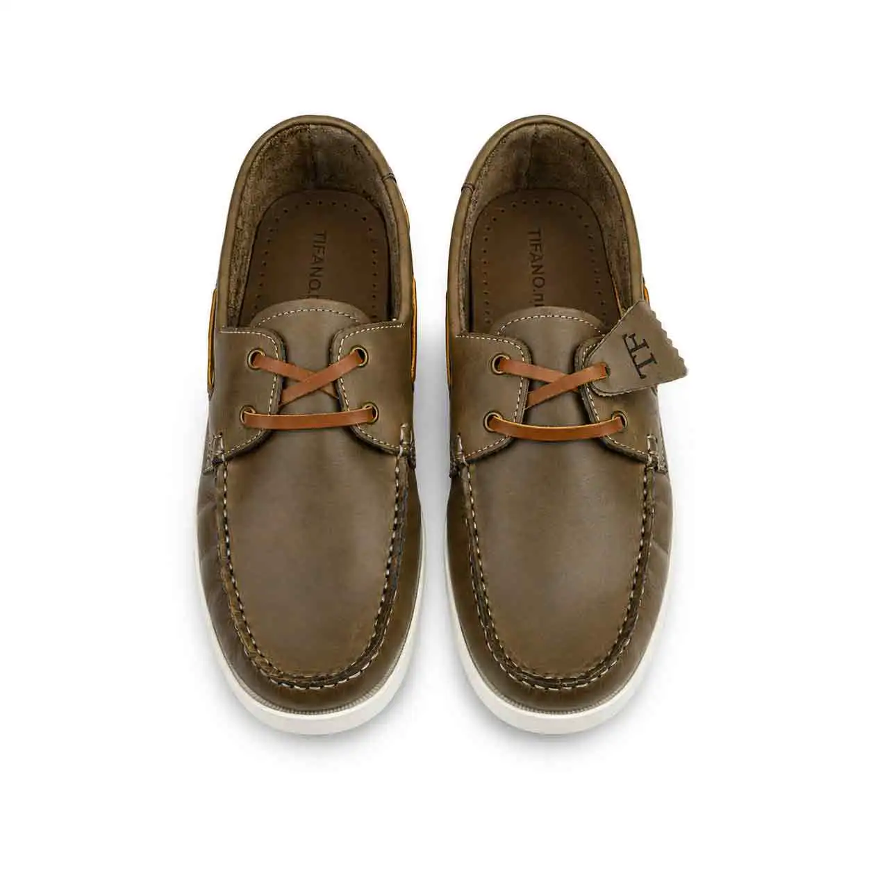 chaussure bateaux homme SEB02-1 marron kaki cuir miniature